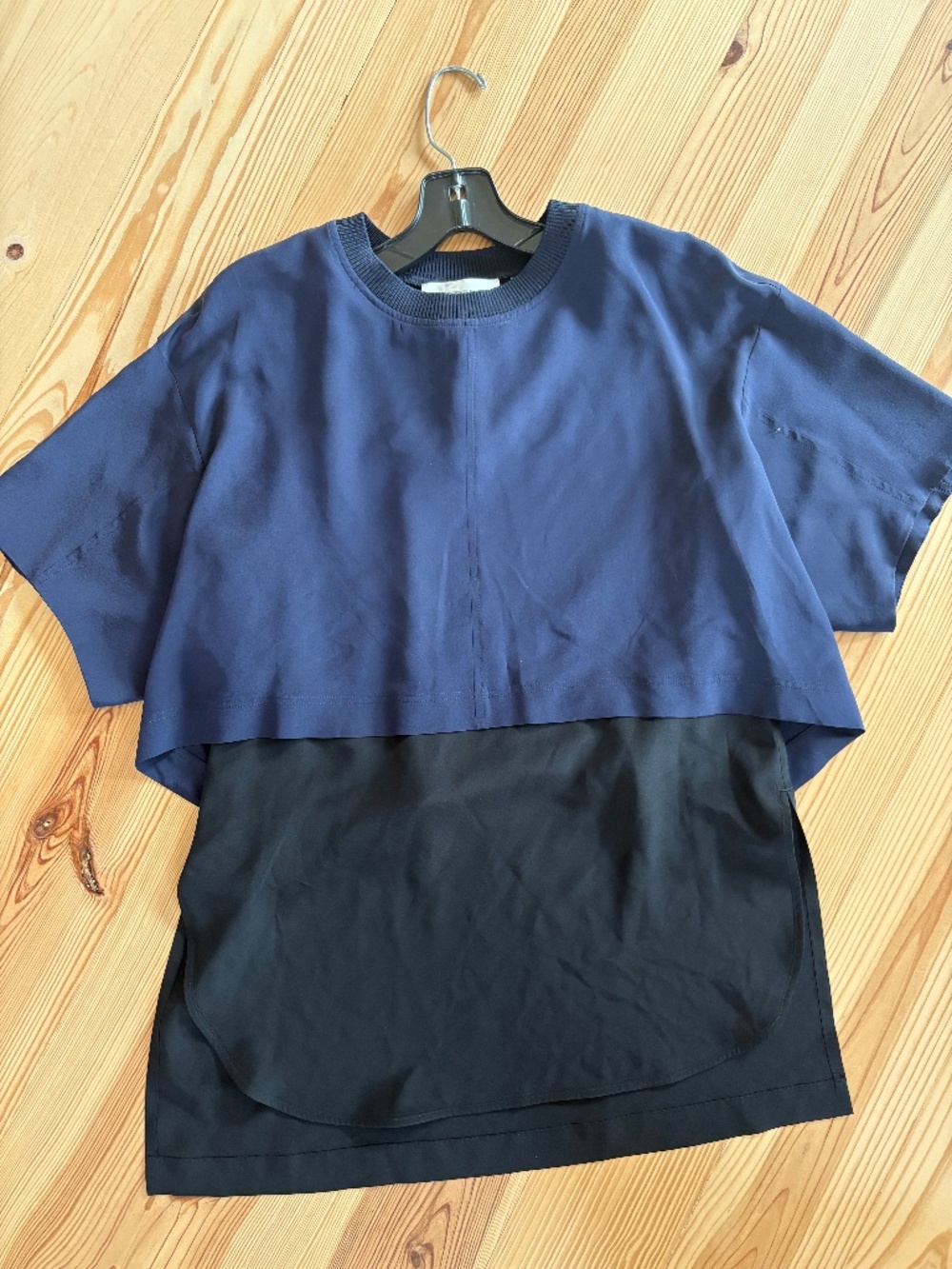 Sportmax Layered Short Sleeve Top Navy & Black Size M